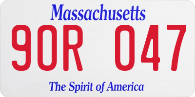 MA license plate 9OR047