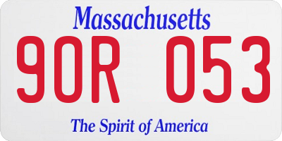MA license plate 9OR053