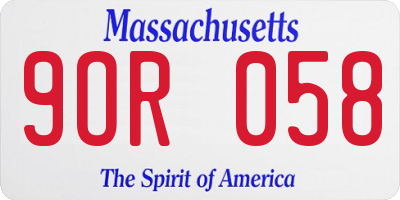 MA license plate 9OR058