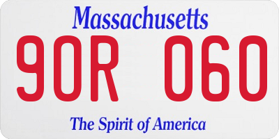MA license plate 9OR060