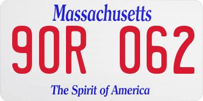 MA license plate 9OR062