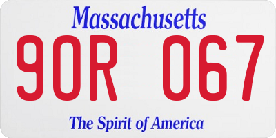 MA license plate 9OR067