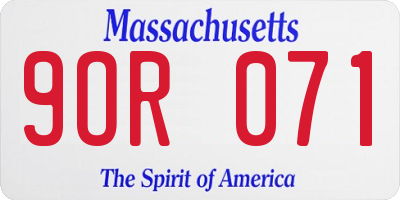 MA license plate 9OR071