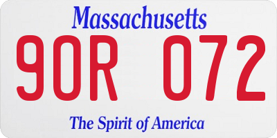 MA license plate 9OR072