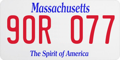 MA license plate 9OR077