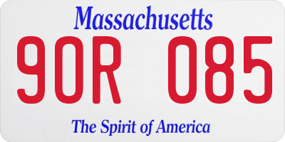 MA license plate 9OR085