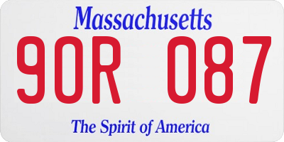 MA license plate 9OR087