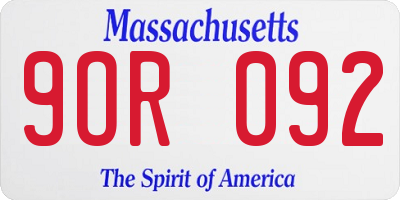 MA license plate 9OR092