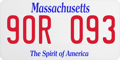 MA license plate 9OR093
