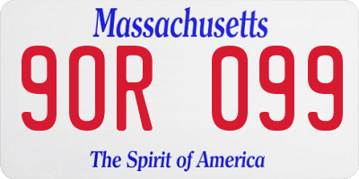 MA license plate 9OR099