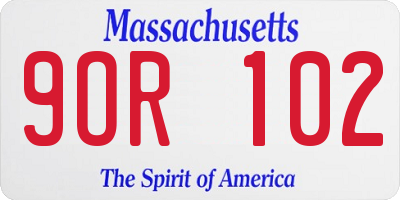 MA license plate 9OR102