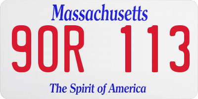 MA license plate 9OR113