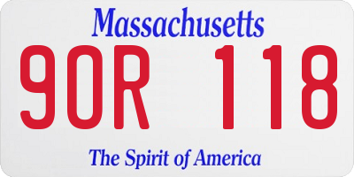 MA license plate 9OR118