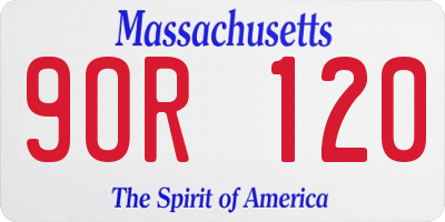 MA license plate 9OR120