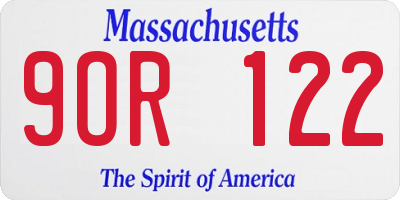 MA license plate 9OR122