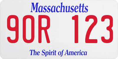 MA license plate 9OR123