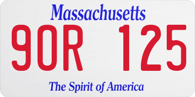 MA license plate 9OR125