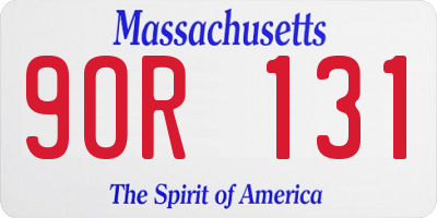 MA license plate 9OR131