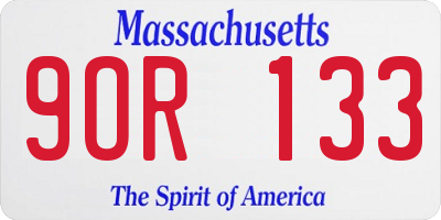 MA license plate 9OR133
