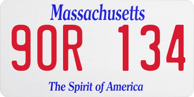 MA license plate 9OR134