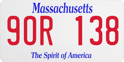 MA license plate 9OR138