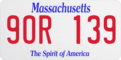 MA license plate 9OR139