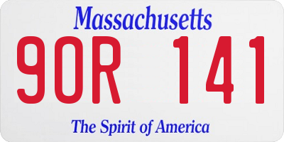MA license plate 9OR141