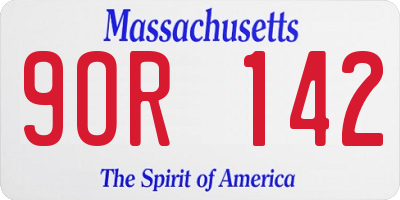 MA license plate 9OR142