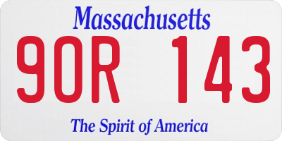 MA license plate 9OR143
