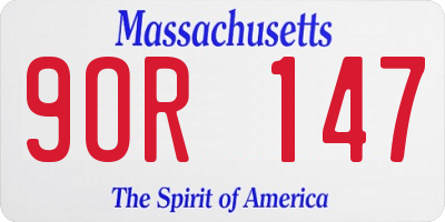 MA license plate 9OR147