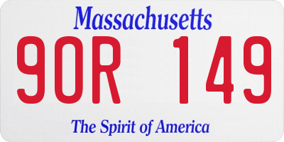 MA license plate 9OR149