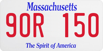 MA license plate 9OR150