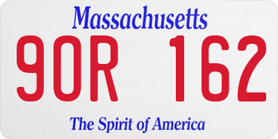 MA license plate 9OR162