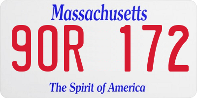 MA license plate 9OR172
