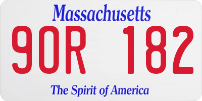 MA license plate 9OR182