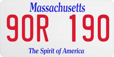 MA license plate 9OR190
