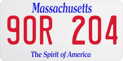 MA license plate 9OR204