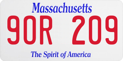 MA license plate 9OR209