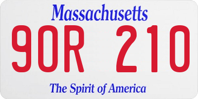 MA license plate 9OR210