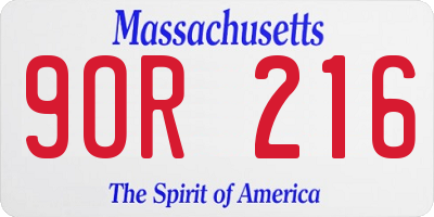 MA license plate 9OR216