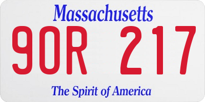 MA license plate 9OR217