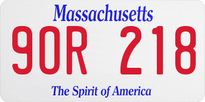 MA license plate 9OR218