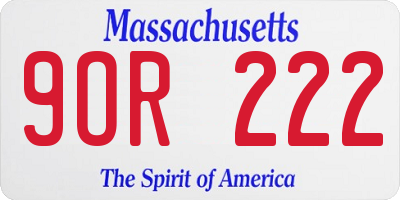 MA license plate 9OR222