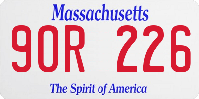 MA license plate 9OR226