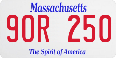 MA license plate 9OR250