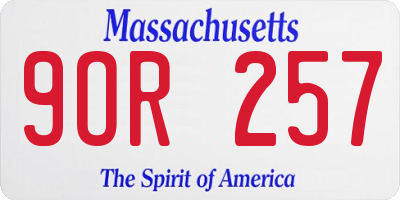 MA license plate 9OR257