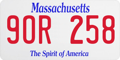 MA license plate 9OR258
