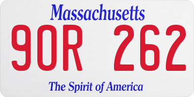 MA license plate 9OR262