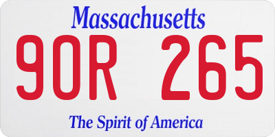 MA license plate 9OR265