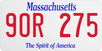 MA license plate 9OR275